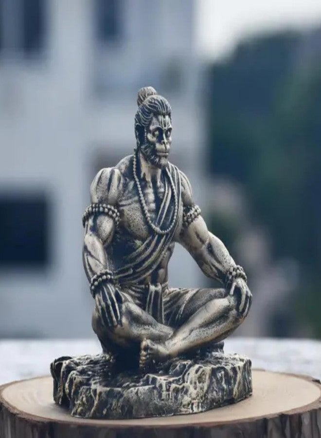KUTUMBH Lord Hanuman Ji Idol for Car Dashboard, Home Temple & Office | Premium Finish Decorative Resin Hanuman Statue for Pooja, Meditation & Home Décor | Grey - Image 1